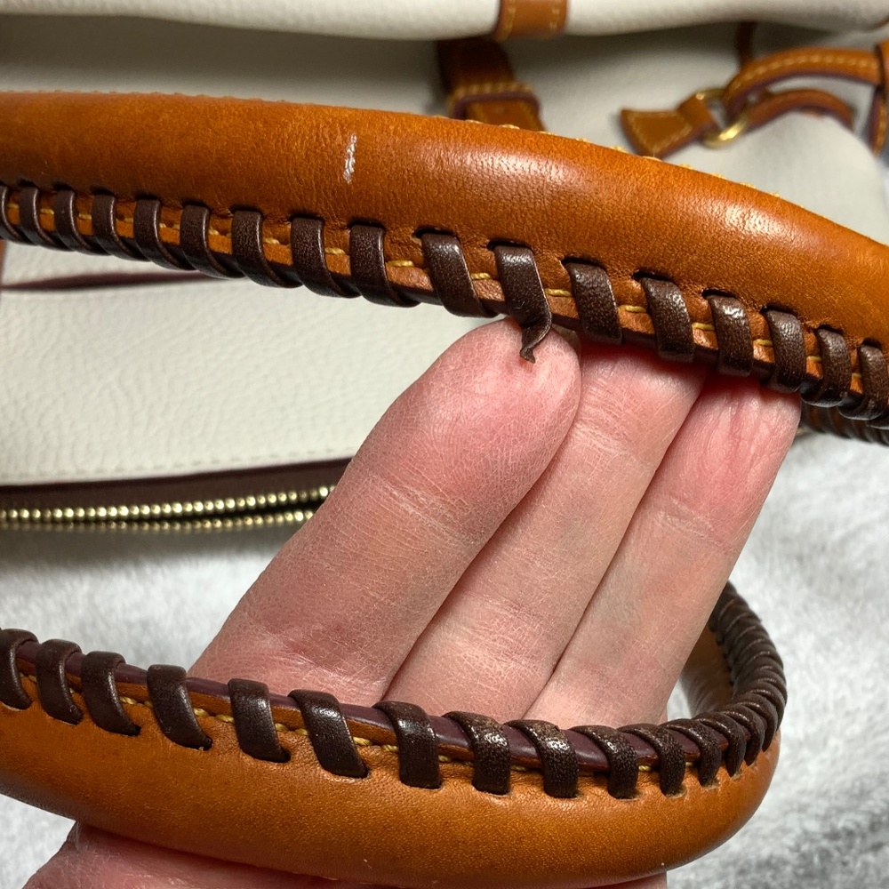 Dooney & Bourke Cream and Tan Domed Leather Satchel - Picture 7 of 16